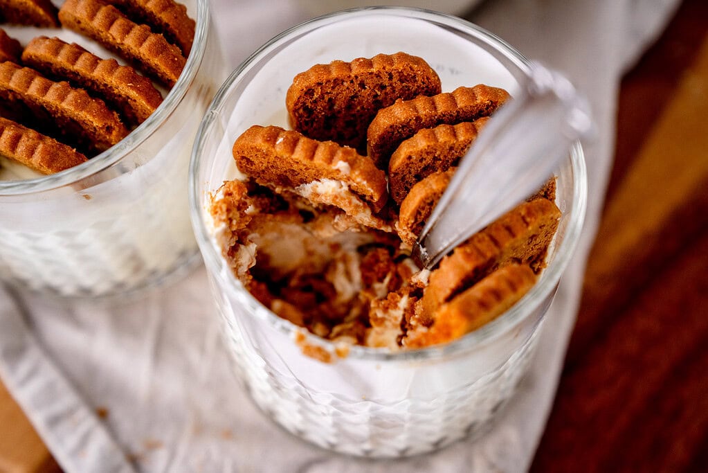 Viral Japanese cheesecake in a glass, perfect for snacking.