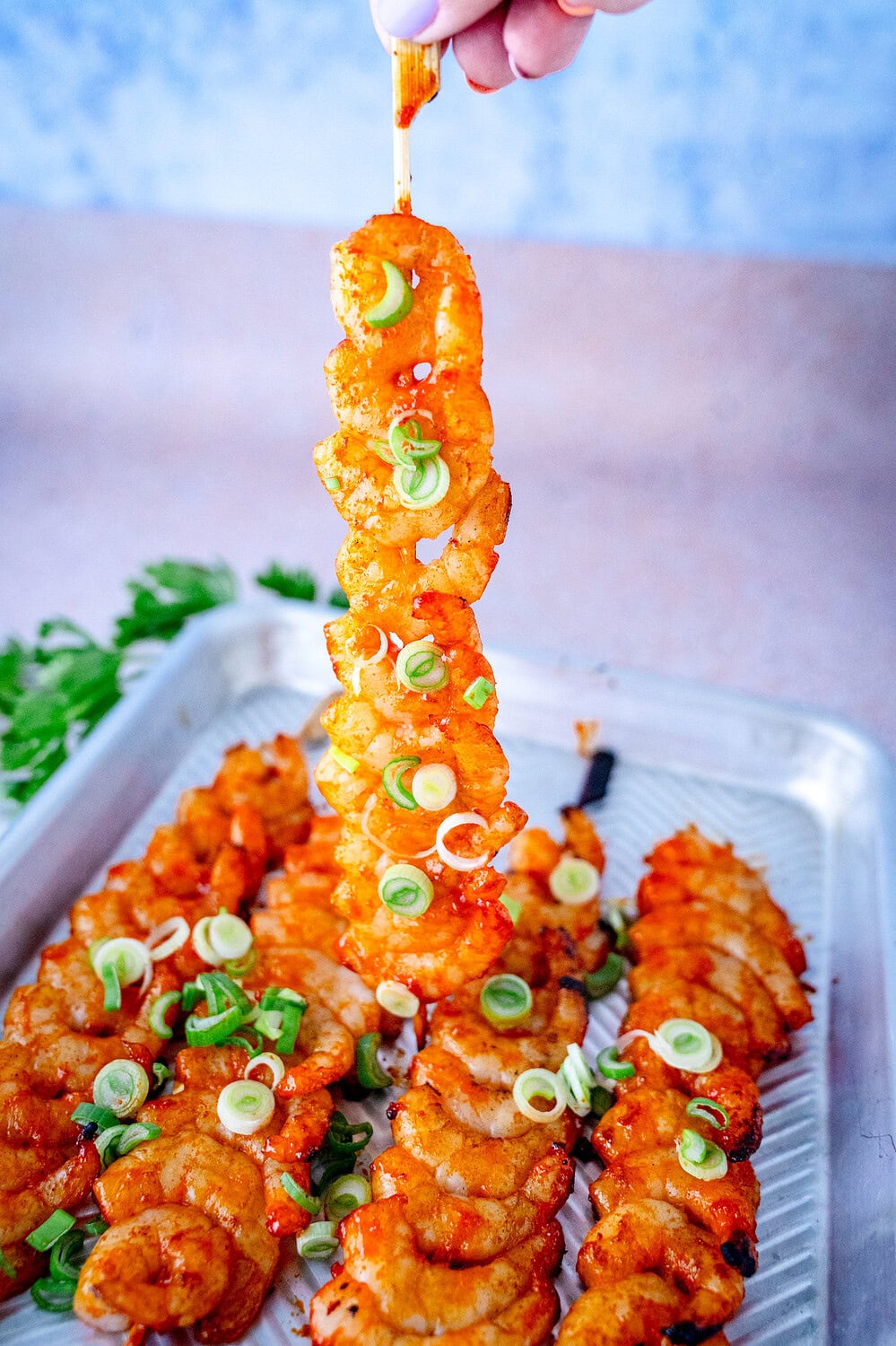 Fruity-spicy Gochujang shrimp skewers
