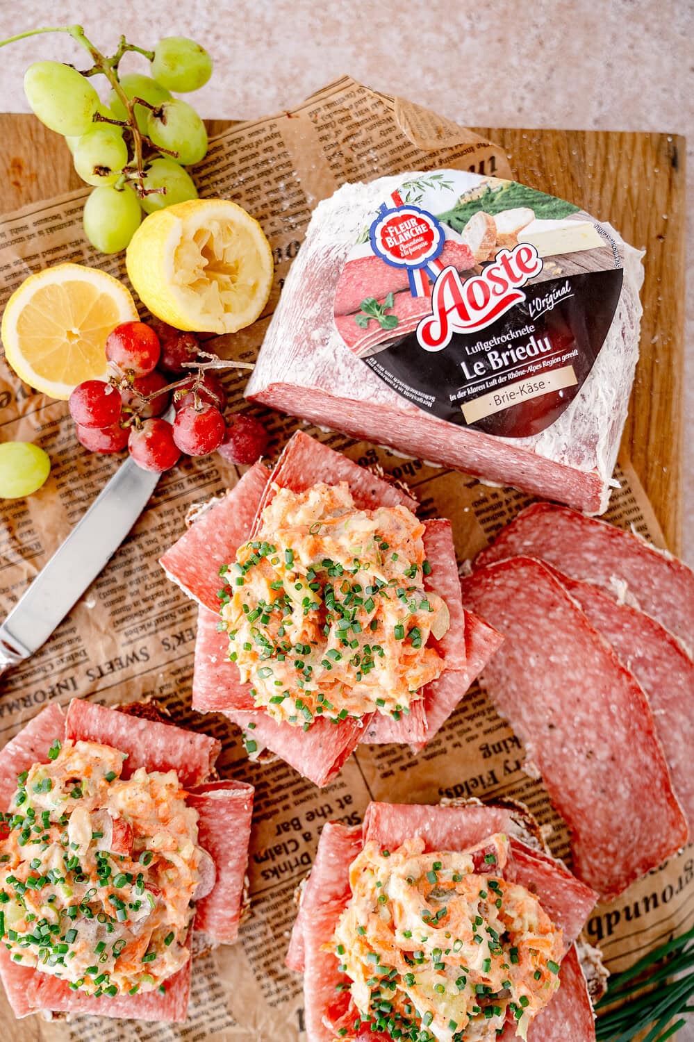 Aoste Le Briedu Salami or Brie cheese from Aoste