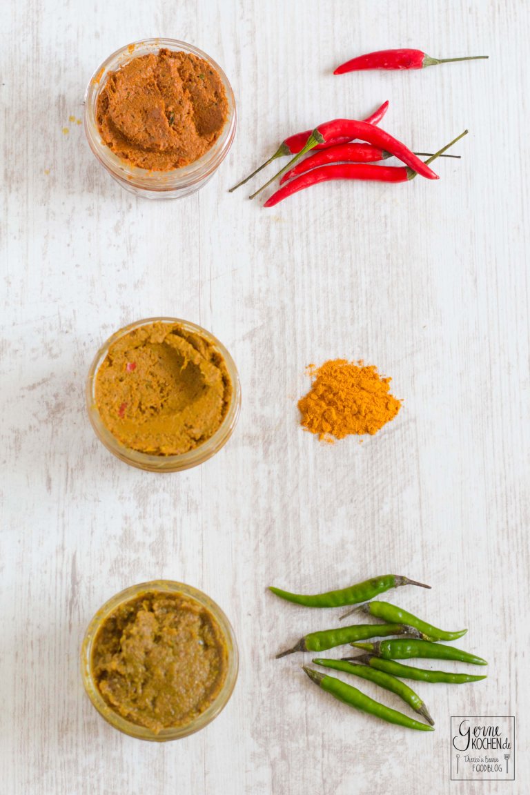 Thaicurrypaste – rot, gelb, grün