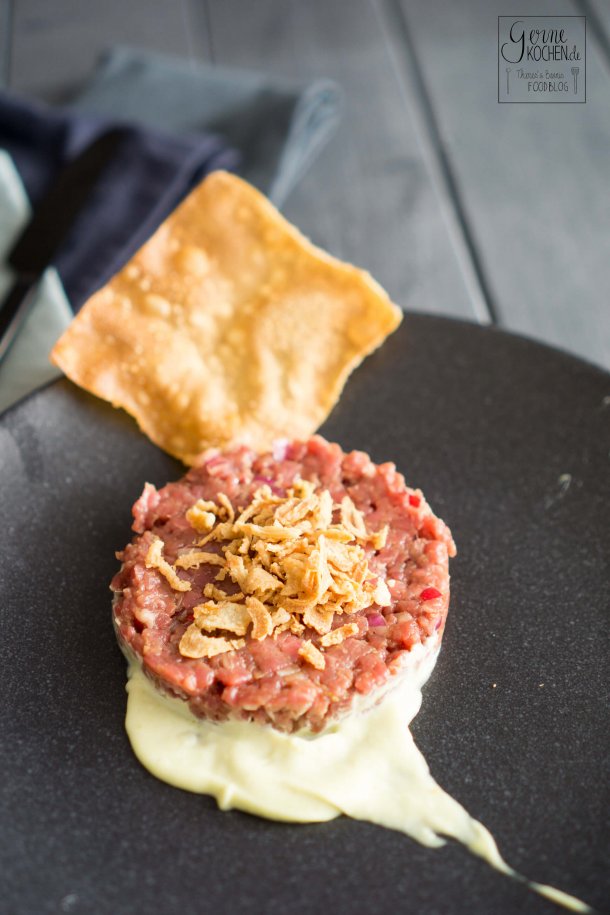 Rezept: Asiatisches Rindertatar mit Wasabi-Mayonnaise Rezept: Asiatisches Rindertatar mit Wasabi-Mayonnaise