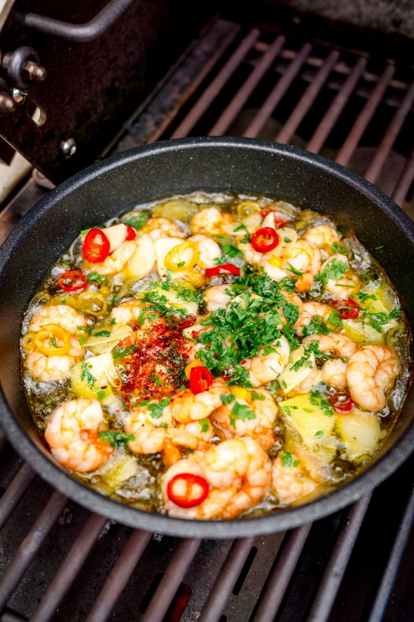 Garnelenpfanne vom Grill - Rezept von Gernekochen.de
