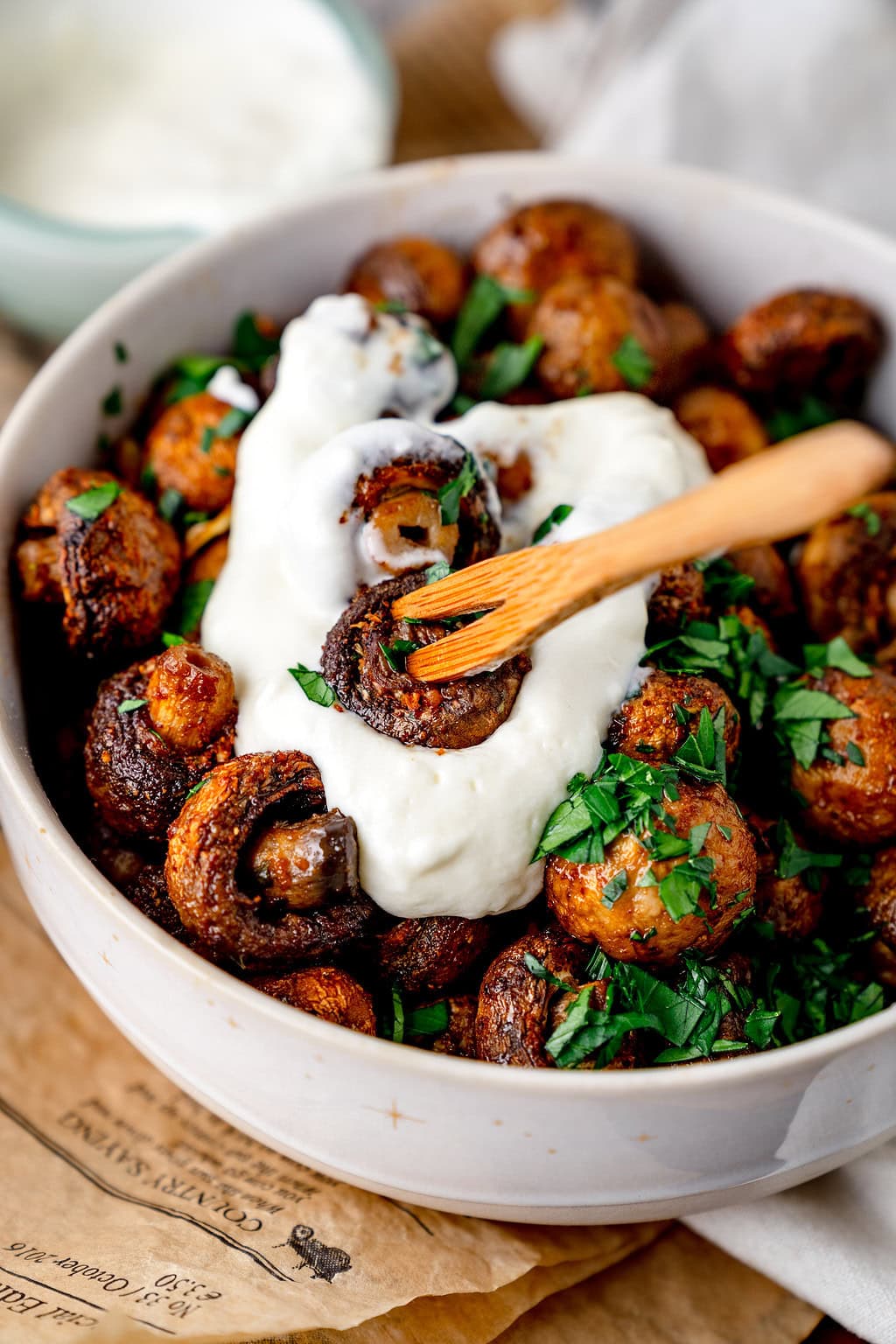 Rezept: Champignons mit Knoblauchsauce vom Weihnachtsmarkt