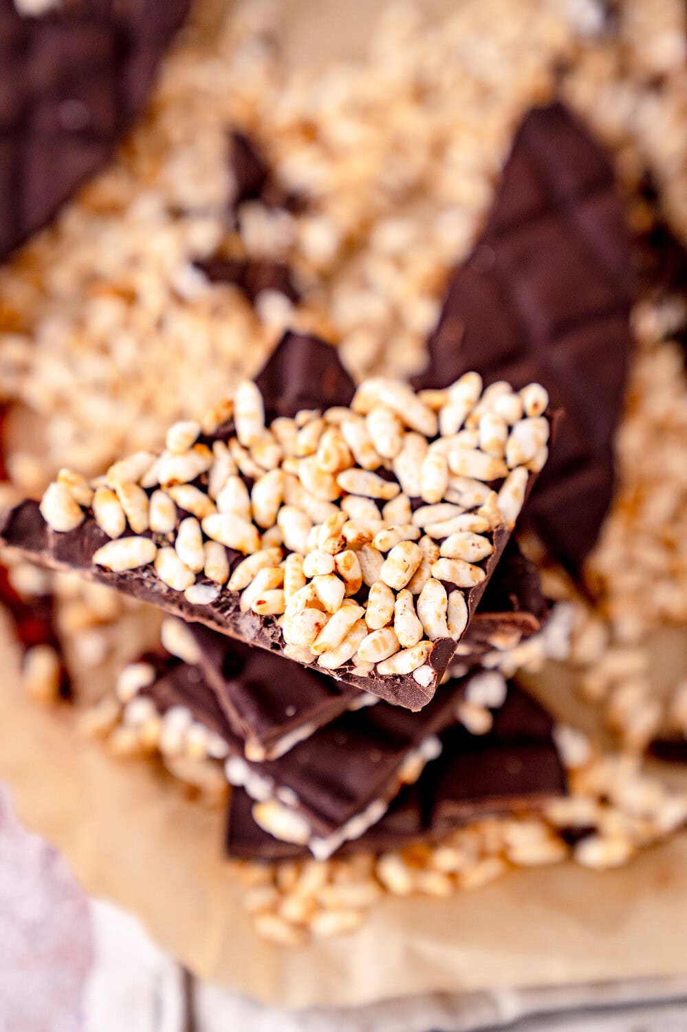 Puffed rice in dark chocolate - puffed rice chocolate from the hot air fryer