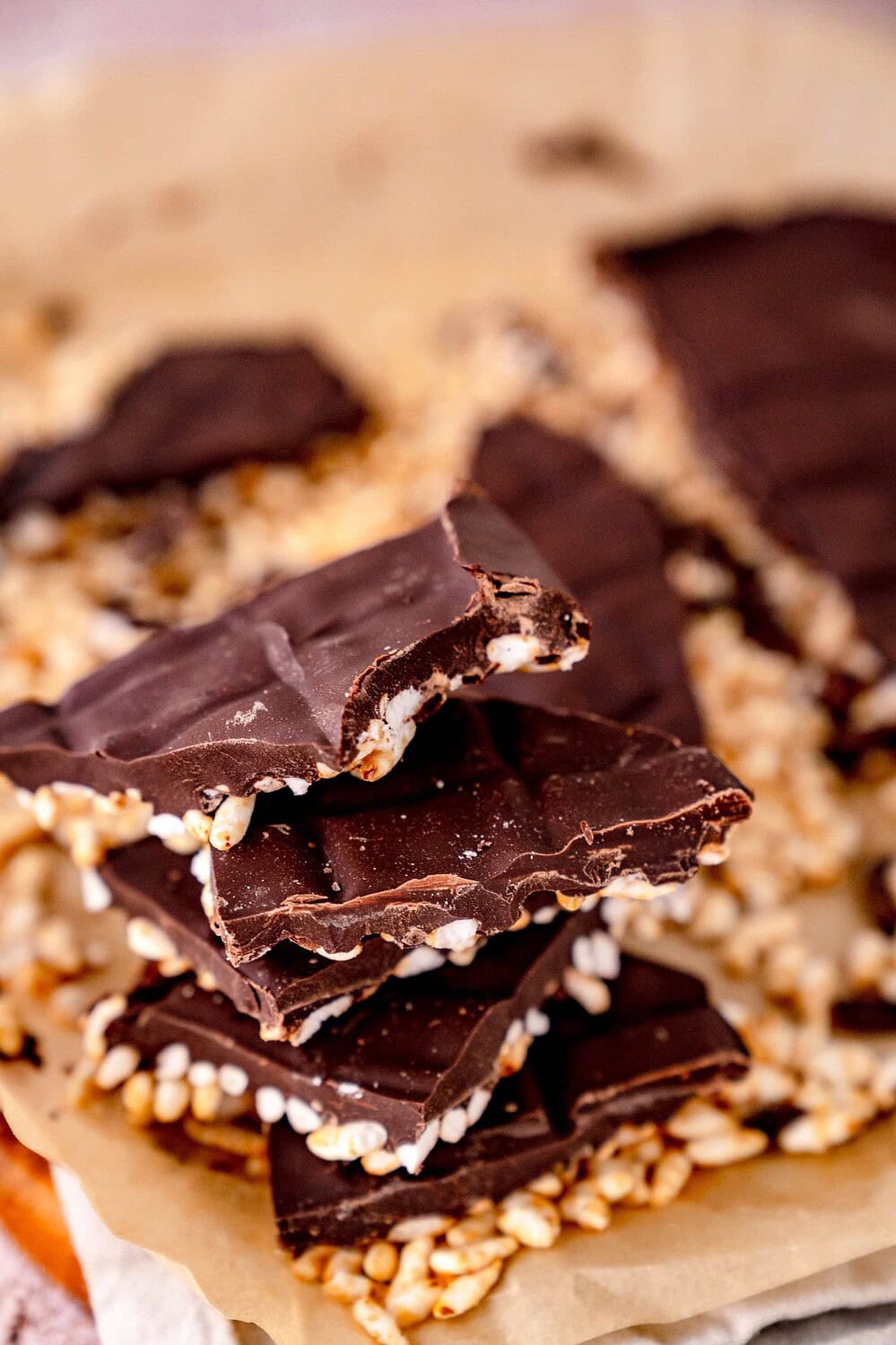 Broken puffed rice chocolate from the air fryer