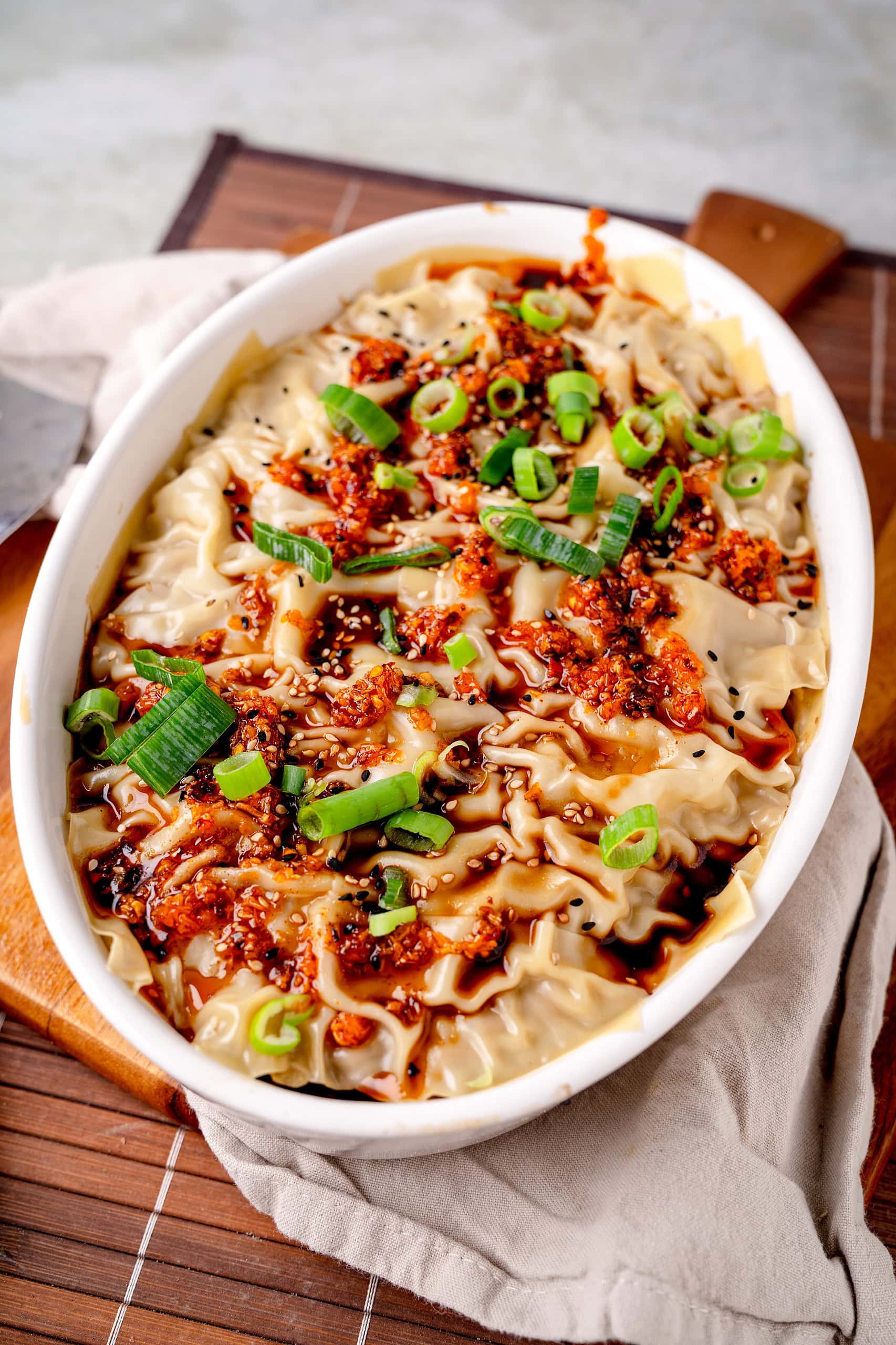 Dumpling Lasagne in Auflaufform