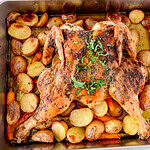 Ofenhähnchen vom Blech mit Bärlauchbutter