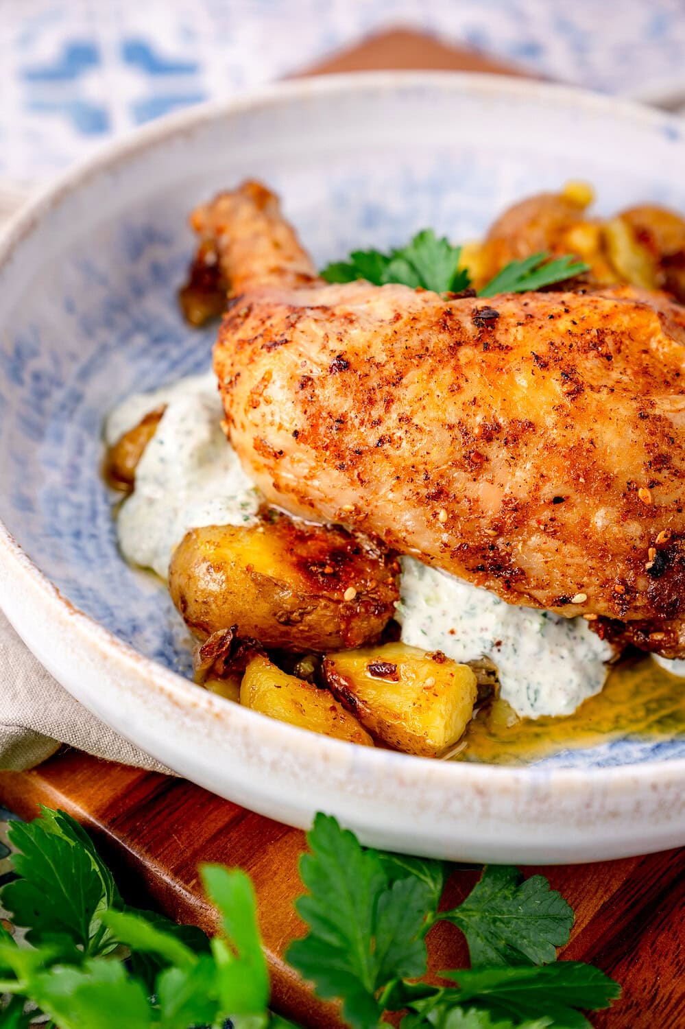 Za'atar Hähnchenschenkel Heißluftfritteuse