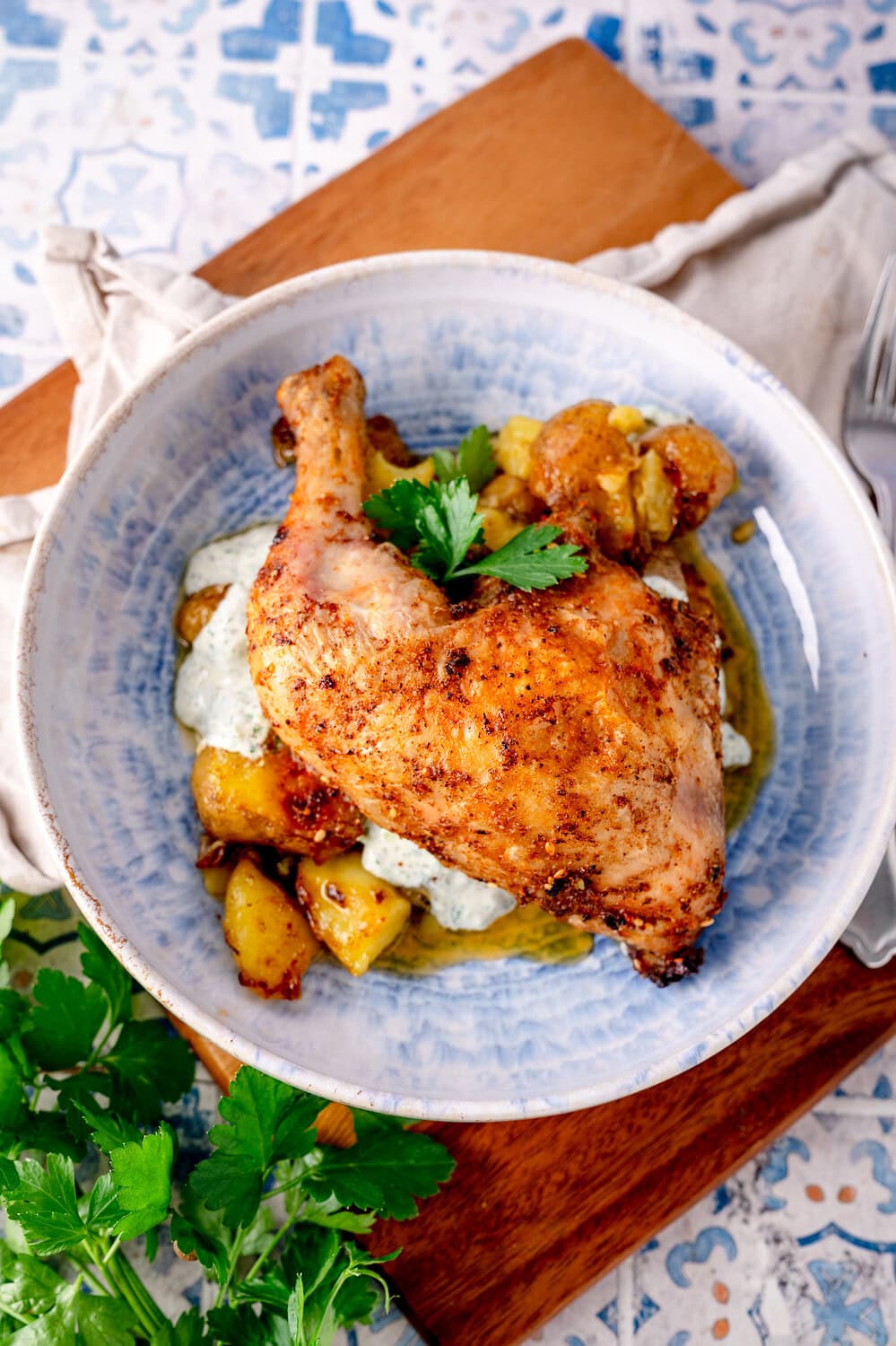 Za'atar Hähnchenschenkel Heißluftfritteuse