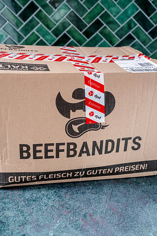 Beefbandits Karton bei der Lieferung