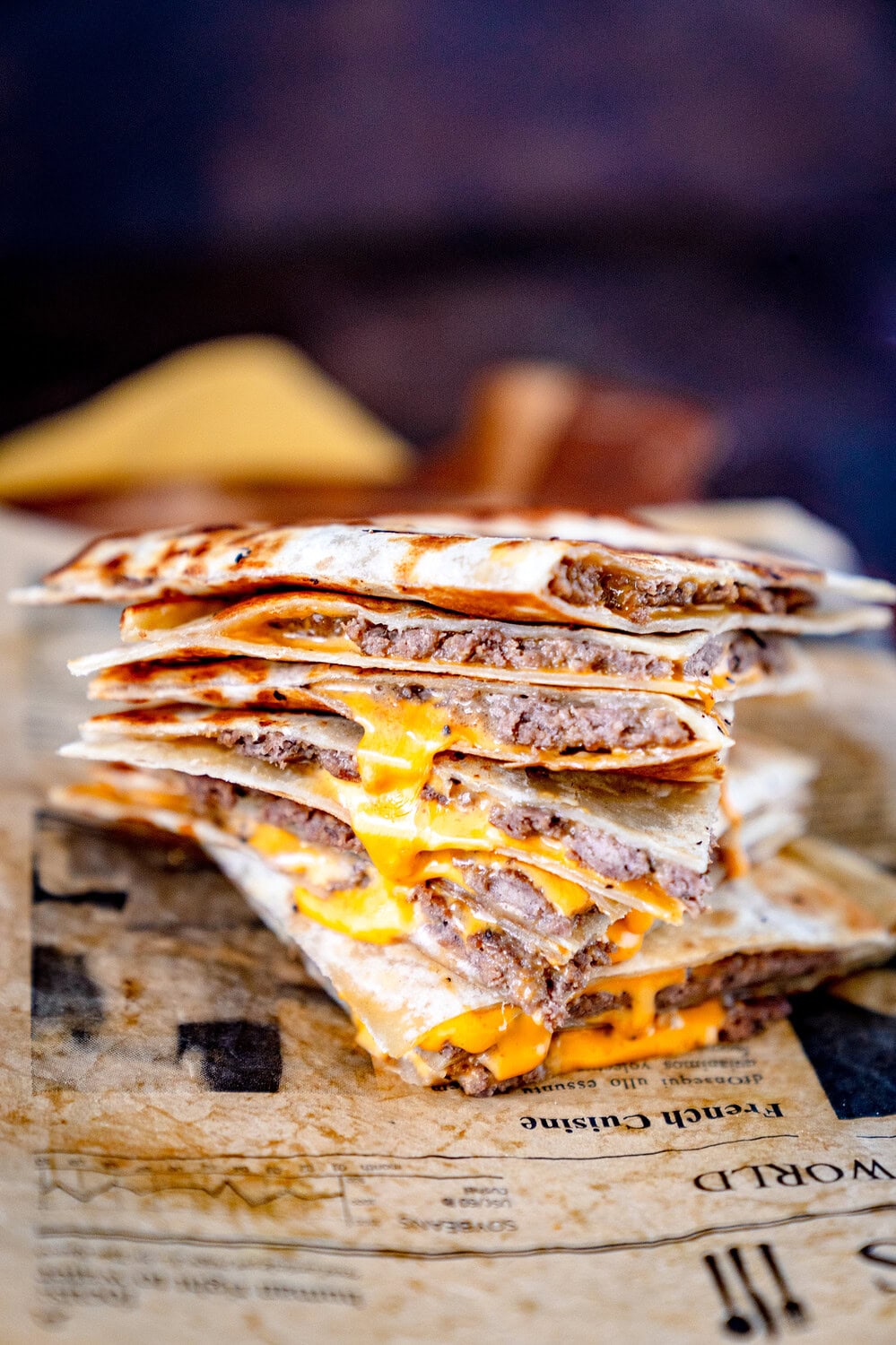 Lecker saftige Cheeseburger Quesadillas